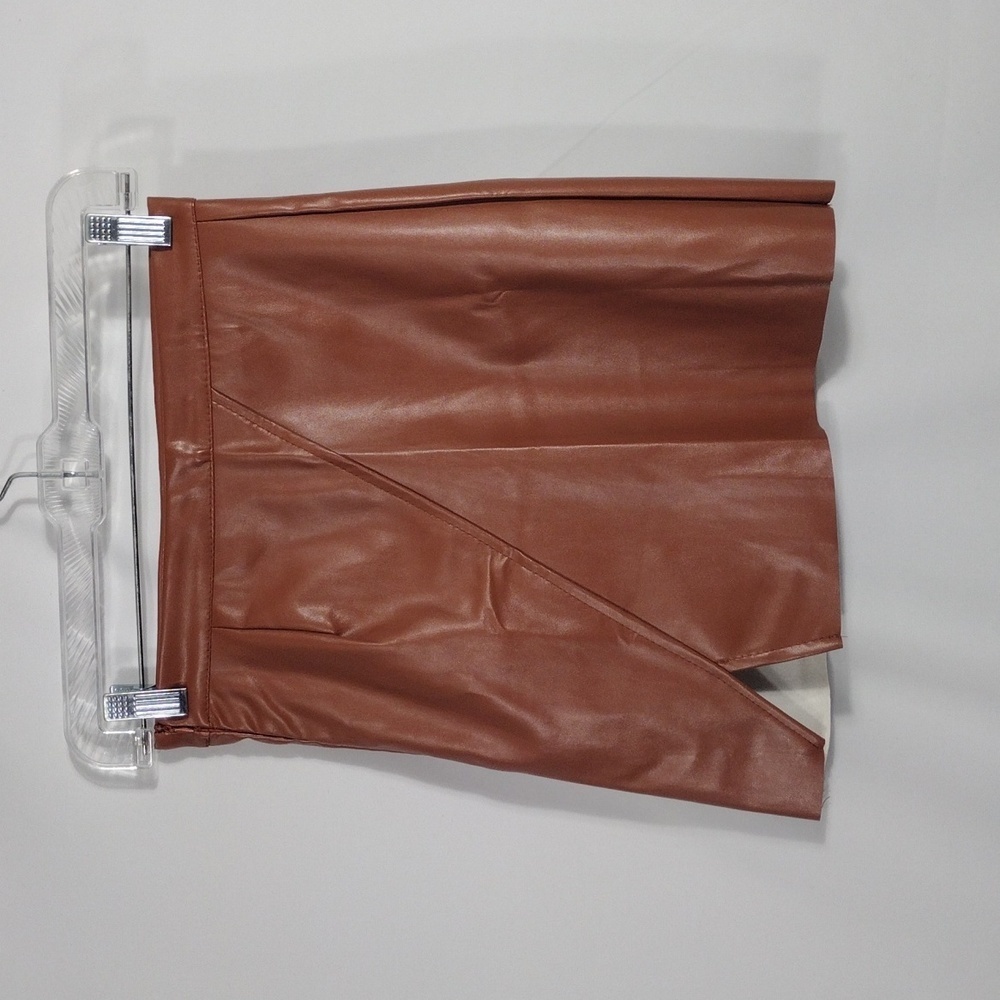 NWT Smoke Brown Faux Leather Mini Skirt size Medium